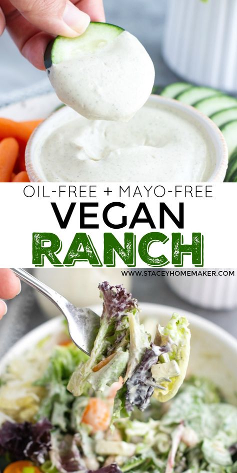 This vegan cashew ranch dressing is incredibly creamy even though it's made without mayo or oil! Pantry and fridge staples are all you need to make this delicious dressing and ready in 15 minutes! Drizzle it over salad or serve it as a dip with veggies, after one taste you'll want to put it on everything! #VeganRanch #VeganRanchDressing #CashewRanchDressing Buttermilk Ranch Dip, Homemade Vegan Ranch Dressing, Vegan Dressings, Vegan Buttermilk, Vegan Ranch Dressing, Vegan Salad Dressing, Buttermilk Ranch, Vegan Dressing, Ranch Dressing Recipe