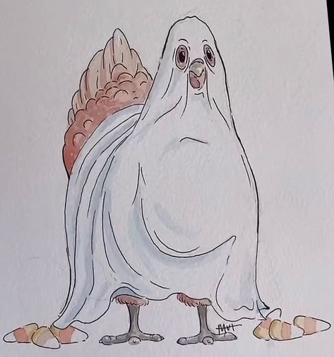 Ghost Animals Drawing, Chicken Cute Art, Ghost Animal Drawing, Ghost Animals, Spooky Animals, Ivory Owl, Ghost Drawings, Cow Drawing, Ghost Tattoo