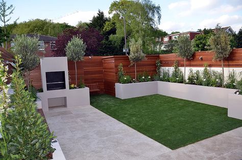 Modern garden design Chelsea LondonOutdoor fireplace BBQBespoke garden storageHardwood privacy screen/ trellisHardwood floating benchTravertine pavingArtificia Garden Landscaping Design Ideas, Modern Garden Landscaping, Contemporary Garden Design, Minimalist Garden, Back Garden Design, London Garden, Modern Garden Design, Landscape Designs, Urban Gardening