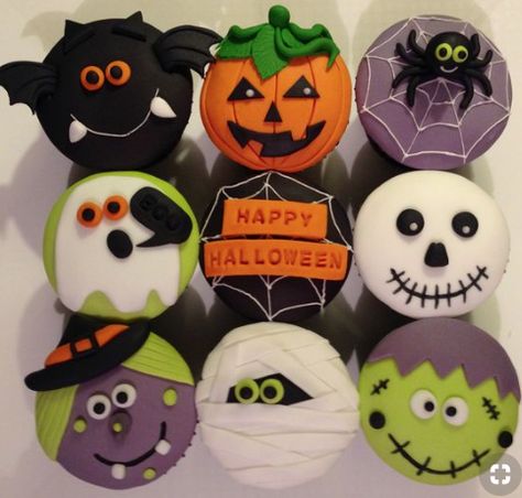 Halloween Birthday Cupcakes For Kids, Halloween Fondant Cupcakes, Halloween Theme Cupcakes, Cupcakes Para Halloween, Halloween Themed Cupcakes, Halloween Cupcakes Ideas, Diy Halloween Cupcakes, Halloween Cupcake Cake, Halloween Cupcake Ideas