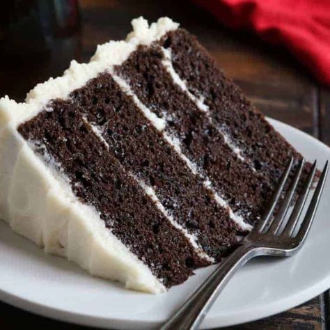 Chocolate Maple Cake - i am baker Chocolate Cake With White Frosting, Slice Of Chocolate Cake, Maple Cake, Coconut Dessert, Amazing Chocolate Cake Recipe, I Am Baker, Brownie Desserts, White Frosting, Best Chocolate Cake