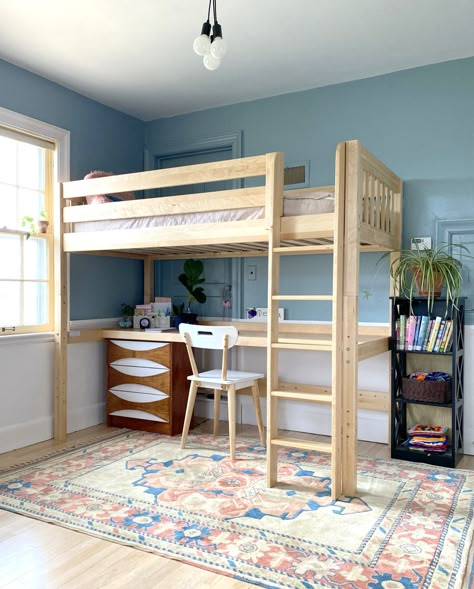 Loft Beds For Teenagers, Ikea Stora Loft Bed Hack Small Rooms, Diy Bunk Bed With Desk, Diy Loft Bed With Desk, Loft Bed Diy, Loft Bed Design, Loft Beds For Kids, Loft Bed Ideas, Loft Beds For Teens