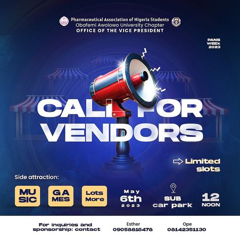 Trade fair design, showing the call for vendors, trade fair revealed and the vendors alert notifications. Call For Vendors Flyer, Vendor Poster Design, Call For Vendors Flyer Design, Call For Sponsorship Flyer Design, Expo Poster Design Ideas, Sponsorship Flyer Design, Fair Poster Design, Sponsorship Flyer, Logo Sketch Design