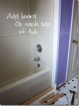 frame-tub-with-boards Bathroom Tub Remodel, Bathtub Makeover, Tub To Shower Remodel, Top Bathroom Design, Bathtub Surround, Small Shower Remodel, Decorative Molding, Diy Bathroom Makeover, Bathtub Remodel