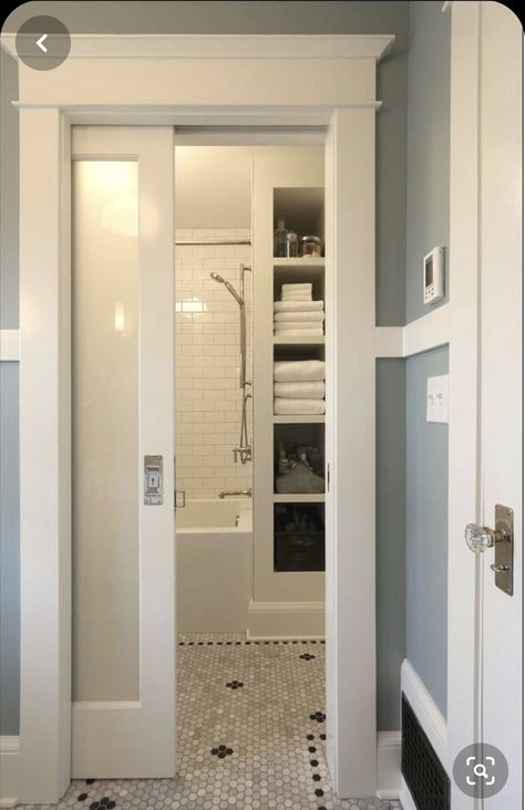 Large Bathroom Remodel, Small Shower, Budget Bathroom Remodel, Pocket Door, Bathroom Windows, Budget Bathroom, Trendy Bathroom, Large Bathrooms, Small Bathroom Design