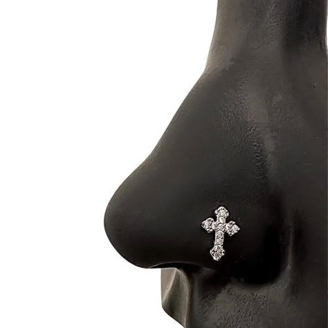 Nose Jewelry Collection — STATEMENT GOLD Cool Nose Piercings Rings, Gothic Nose Piercing, Cross Nose Ring, Cross Nose Piercing, Nose Piercing Jewelry Studs, Stud Aesthetic, 18g Nose Ring, Double Nose Piercing, Gem Tattoo