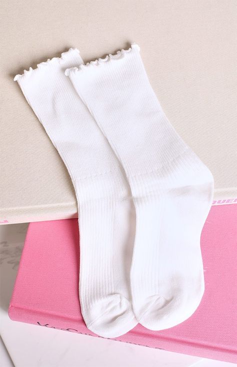 Lighten Up Ruffle Socks White – Beginning Boutique US White Socks Aesthetic, Cute Socks Aesthetic, Cottage Socks, Elegant Socks, Frill Socks, White Ankle Socks, Socks Aesthetic, Ruffle Socks, Printed Socks