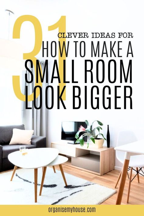 When space is at a premium, it’s always a good idea to maximise every square inch of your home. If you’ve got any tiny rooms, then these clever ideas for how to make a small room look bigger will help you to visually enlarge them without having to move any walls or get the builders in. Which will you use? Small Space Room Ideas, Small Room Look Bigger, Room Look Bigger, Small Space Design, Tiny Space, Small Home Office, Small Room, Clever Ideas, Decorating Small Spaces