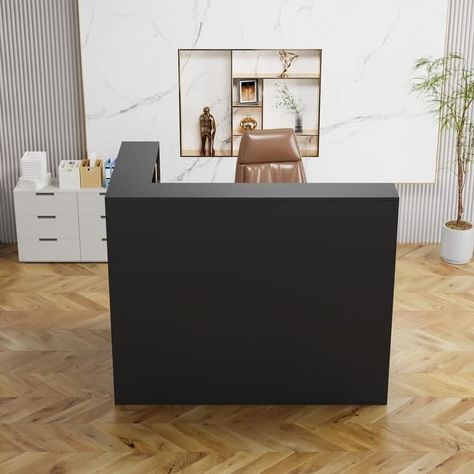 Half Wall Reception Desk, Shiplap Reception Desk, Narrow Reception Area, Front Desk Ideas Reception Areas Office, Ikea Reception Desk Hacks, Small Front Desk Ideas Reception Areas, L Shape Reception Desk, Small Reception Desk Design Modern, Waiting Room Ideas Reception Areas