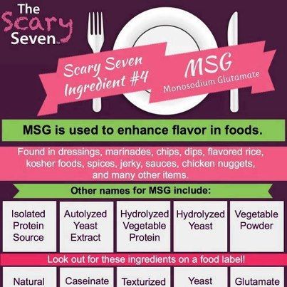 #aspartame  #MSG  Infographic:   MSG by its many names.  The "sweetener" that poisons slowly.  Depletes magnesium from brain (fit men falling dead while running etc).   Could be worser if consumed with any thing that contains caffeine.  It is not always labelled because labelling is not compulsory for the food additive.  Usually found in processed or canned foods. Migraine Diet, Migraine Help, Canned Foods, Toxic Foods, Chronic Migraines, Migraine Relief, Kosher Recipes, Food Additives, Vegetable Protein