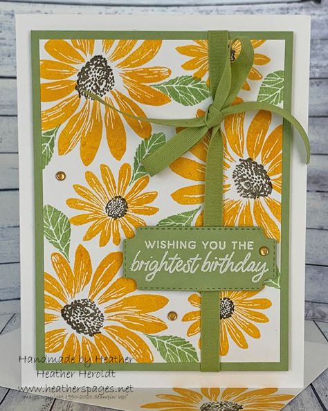 Stampinup Cheerful Daisies, Cheerful Daisies Stampin Up Cards, Cheerful Daisy, Cardmaking Tutorials, Cheerful Daisies, Dainty Flowers, Daisy Cards, Card Making Tips, Cotton Ribbon