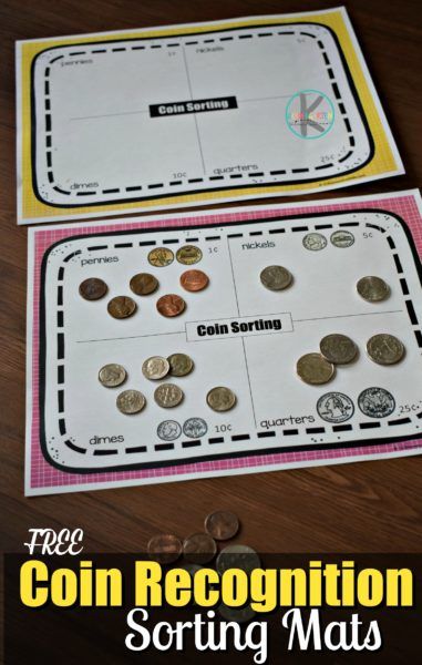 Preschool Coin Activities, Coin Lessons For Kindergarten, Kindergarten Coin Worksheets, Coin Activities First Grade, Coin Sorting Activity, Counting Money Activities, Coin Sorting, Kindergarten Math Printables, Money Kindergarten