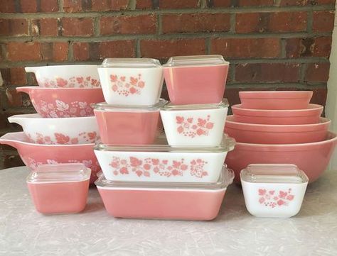 Pyrex and Pink Daisies: Midcentury cookware is in again - masslive.com Pink Daisy Pyrex, Gooseberry Pyrex, Daisy Pyrex, Pink Gooseberry, Casserole Dish Set, Pink Pyrex, Pyrex Set, Pink Daisies, Vintage Cookware