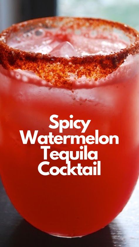 Prepare your palate for an exciting adventure with the Spicy Watermelon Tequila Cocktail. The vibrant flavors of ripe watermelon intertwine with a hint of fiery jalapeño, creating a tantalizing blend of sweet and heat. This bold cocktail is perfect for those who enjoy a touch of spice in their cocktails. Be prepared for a harmonious explosion of taste that lingers long after each sip. #SpicyWatermelonTequila Watermelon Tequila Soaked, La Water Cocktail, Watermelon Tequila Cocktail, Spicy Alcoholic Drinks, Watermelon Tequila Drink, Spicy Watermelon Margarita, Watermelon Jalapeno Margarita, Watermelon Cocktails, Watermelon Tequila