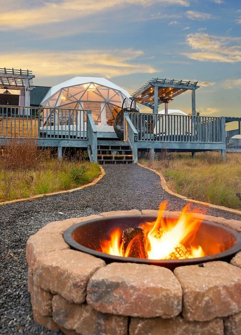 Deck Fire Pit, Atv Tour, Romantic Retreat, Mountain Vacations, Geodesic Dome, Top Of The World, Dream Vacations, Tree House, Places To Travel