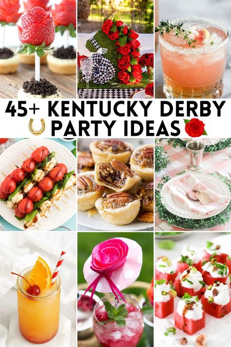 Derby Themed Food, Kentucky Derby Wedding Shower Ideas, Kentucky Derby Menu Ideas, Kentucky Derby Wedding Shower, Kentucky Derby Shower Bridal, Kentucky Derby Appetizers, Derby Themed Party, Kentucky Derby Centerpieces, Preakness Party