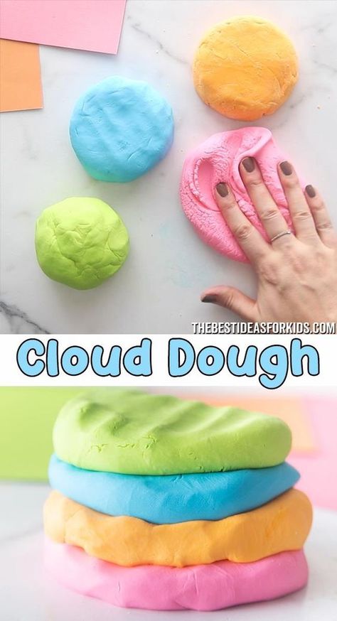 MAIZENA Y ACONDICIONADOR Aktiviti Kanak-kanak, Cloud Dough, No Cook, Diy Crafts For Girls, Playdough Recipe, Homemade Dough, Aktivitas Montessori, Toddler Learning Activities, Craft Projects For Kids