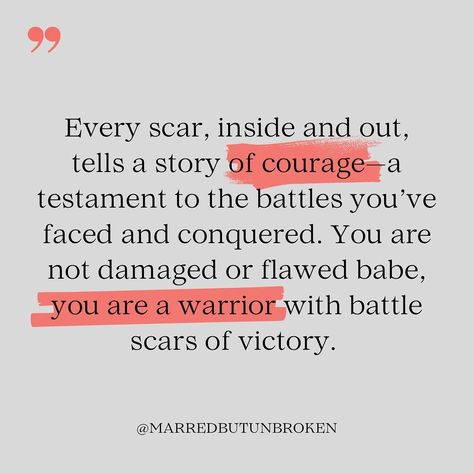 Embrace your journey of self-discovery and healing, beautiful warriors. Every scar is a symbol of your strength, courage and resilience. Let’s celebrate our authenticity and inner light together, Queens. 🌿💫 Follow @marredbutunbroken for a journey with warrior women who defy adversity, standing fierce and unbreakable. #authenticself #selfdiscovery #emotionalwellness #holistichealingvibes #womenempowerment #innerstrength #battlescars #courage #victory #warriorwomen #defyadversity #unbreakabl... Healing Tattoo Symbols Strength, Female Warrior Quotes, Strength Courage Wisdom Tattoo, The Strength In Our Scars Quotes, Beautiful Scars Quotes, Being Scared Means Youre About To Do Something Brave, She’s A Warrior Quote, Healing Vibes, Battle Scars