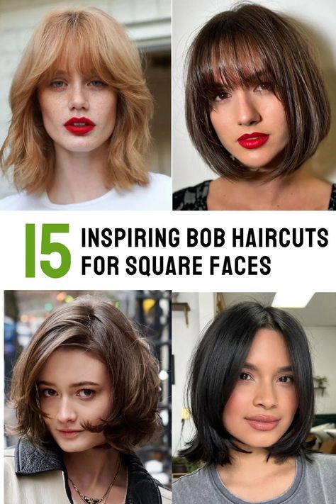 Bob Hair For Square Face, Bob For Square Face Shape, Bob Hairstyles For Square Face, Bob Haircut For Square Face, Hair Styles For Square Face Shape, Bob For Square Face, Best Haircut For Square Face Shape, Hairstyle Square Face, Haircuts For Square Face