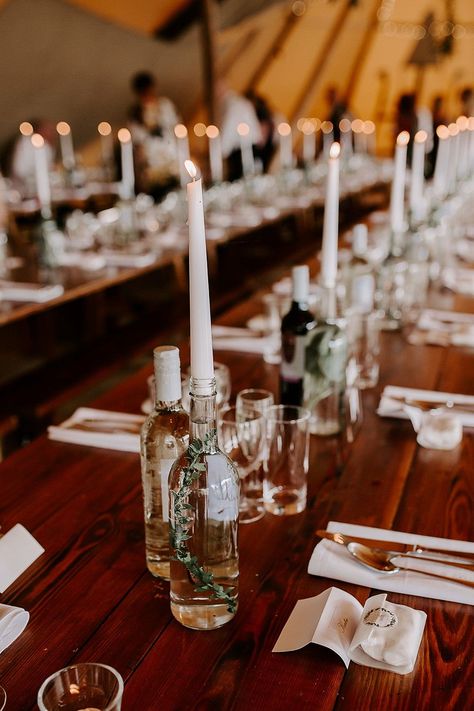 Bottle Candle Greenery Glevering Hall Wedding Sharon Cudworth Photography #WeddingBottle #WeddingCandle #GreeneryWedding #Wedding #WeddingDecor Wine Bottle Candles Wedding, Alcohol Bottle Candles, Glass Bottle Candle Holder, Jam Jar Wedding, Glass Bottle Candles, Eucalyptus Centerpiece, Centrepiece Ideas, Monsoon Wedding, Bottle Candle Holder