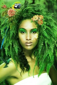 Mother Earth Headpiece, Nymph Costume Ideas, Mother Earth Costume, Mother Nature Costume Makeup, Mother Nature Makeup, Plant Makeup, Mother Nature Costume, Plant Hair, Tree Costume