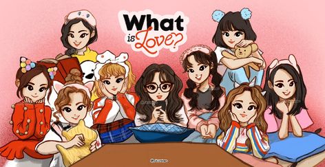 Twice Art Fanart, Twice Anime Fan Art, Twice Cartoon, Twice Fan Art, What Is Love Twice, Twice Lovely, Twice What Is Love, Twice Fanart, Bullet Journal Banner