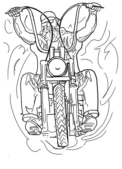 Motorcycle Flash Tattoo, Harley Davidson Coloring Pages, Harley Davidson Sketch, Motorcycle Coloring Pages Free Printable, Biker Coloring Pages, Indian Skull Tattoos, Traditional Tattoo Flash Sheets, Cartoon Drawings Sketches, Harley Davidson Tattoos