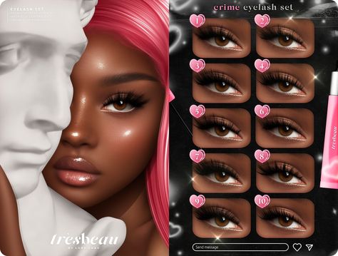 Introducing our latest collection for Skin Fair 2023 - get ready to shine like never before! ．Discover our amazing discounts on all of our skins - enjoy 20% off on new the releases, and a stunning 50% off on older releases! 🎁 GIVEAWAY — Here are the two simple steps to enter: 1．Favorite this image 2．Comment with your in-world name ☁️ Available at the @ SKIN FAIR (Sim C) (March 10th - 27th) 🌸 Our Crime eyelash set is designed specifically for LeLUTKA heads, and comes in a stunning range Sims 4 Eyelash Skin Detail Cc, Sims4 Cc Skin Details Lashes, Eyelash Presets Sims 4 Cc, Alpha Cc Sims 4 Eyes, Eyelash Skin Details Sims 4, Sims 4 Cc Face Details Lashes, Sims 4 Cc Download Makeup, Sims 4 Alpha Cc Eyelashes, Alpha Cc Skin Sims 4