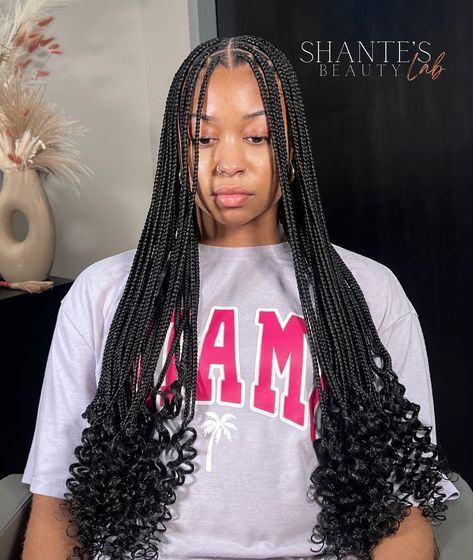 SMEDIUM KNOTLESS x GODDESS CURLS • • • • #explorepage Goddess Curls, Curled Ends, Knotless Box Braids, Braids With Curls, August 27, One Stop Shop, Box Braids, Braids, On Instagram