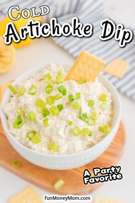 This Cold Artichoke Dip is an incredibly easy yet impressive appetizer. With a rich, creamy texture and tons of flavor, it’s the perfect party food for your next gathering. Artichoke Dip Cold, Cold Artichoke Dip Recipe, Cold Artichoke Dip, Artichoke Dip Recipe Easy, Artichoke Parmesan Dip, Artichoke Dip Easy, Cold Appetizers Easy, Cold Dip, Parmesan Dip