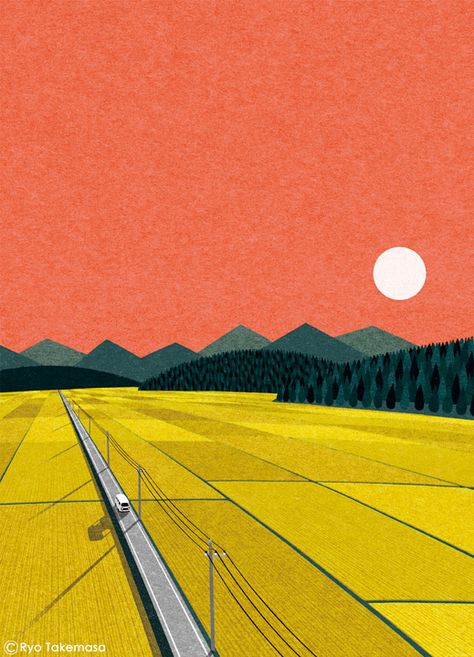 Ryo Takemasa on Behance Ryo Takemasa, Field Art, Rice Field, Gig Poster, Cover Illustration, Landscape Illustration, Illustrations And Posters, Pics Art, News Blog