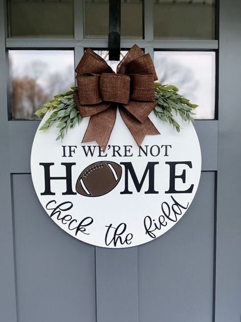 Sports Welcome Sign, Sport Door Hanger, Football Welcome Sign Front Doors, Sports Door Signs, Football Season Home Decor, Football Wooden Door Hangers, Football Season Door Hangers, Football Door Signs, Sports Door Hangers