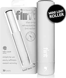 Flint Classic White Retractable Mini Lint Roller with 30 Extra Sticky Sheets, Small and Portable Lint Roller, Ideal Pet Hair Remover Lint Roller, Travel Lint Roller, and Lint Roller for Clothes Pet Hair Remover, Lint Remover, Lint Roller, Hair Remover, Pet Hair, Classic White, Photo Storage, Beauty And Personal Care, High School