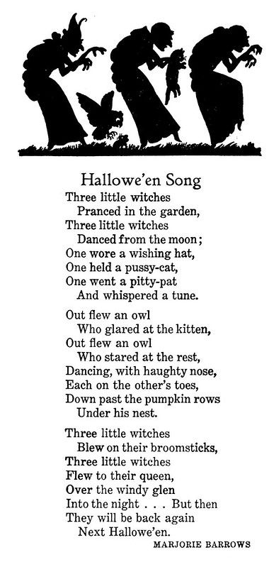 Halloween Song | “Poems for the Very Young Child” compiled b… | Flickr Halloween Poems Vintage, Funny Poems For Adults, Halloween Poems For Kids, Halloween Poetry, Witches Dance, Halloween Poems, Purple People Eater, Racine Wisconsin, People Eater