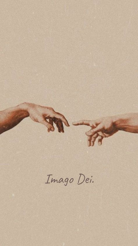 "Then God said, "Let us make humankind in our image, according to our likeness" Genesis 1:26. "God who created man out of love also calls him to love the fundamental and innate vocation of every human being. For man is created in the image and likeness of God who is himself love." (CCC 1604) God Created Man In His Image, Created In Gods Image, Imago Dei Art, Created In His Image, Imago Dei Wallpaper, God Holding My Hand, Created In The Image Of God, Imago Dei, Man Of God