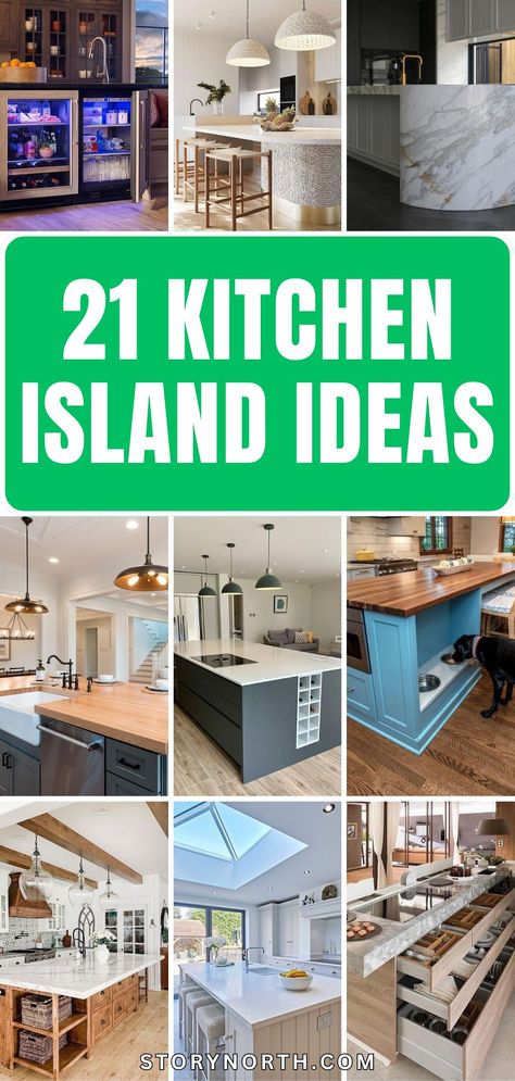 Save this pin for inspiring kitchen island ideas that will transform your home's heart! Discover creative ways to maximize space and functionality with these stylish designs. #KitchenDecor #HomeDesignIdeas #InteriorInspiration Island Kitchen Space Planning, Eating Island Kitchen, Kitchen Ideas With An Island, Kitchen Island Finishes Ideas, Kitchen Ideas With Sink In Island, Kitchen Island With Bar Fridge, Double Cabinet Island, Diy Island Ideas, Kitchen Island With Small Prep Sink