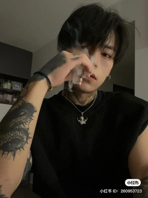 Cute Korean Guys With Tattoos, Asian Guy Tattoo, Buff Japanese Men, Korean Men With Tattoos, Asian Men Tattoos, Grunge Men Aesthetic, Asian Guys With Tattoos, East Asian Men, Korean Bad Boy