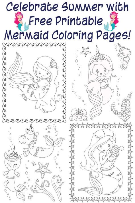 These free printable mermaid coloring pages are the cutest! #adultcoloring #freeprintables #mermaidcoloringpages Free Printable Mermaid, Mermaid Printables, Diy Notebook Cover, Mermaid Coloring Book, Mermaid Crafts, Spring Coloring Pages, Mermaid Coloring Pages, Mermaid Theme Birthday, Colouring Printables