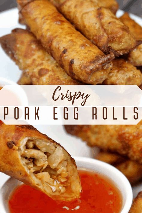 These homemade crispy pork eggs rolls stuffed with ground pork and napa cabbage are an easy and delicious alternative to take out! Pork And Cabbage Egg Rolls, How To Make Ground Pork, Ground Pork Egg Rolls, Pork Roll Recipes, What To Make With Ground Pork, Egg Rolls Pork, Pork Egg Rolls Recipe, Take Out Recipes, Eggs Rolls