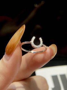 1pc S925 Sterling Silver Minimalist Horseshoe-Shaped Zirconia Ring For Women Fine Ladies Jewelery Micro Pave Ring, Horseshoe Ring, Jewelry To Buy, Rings Women, Zirconia Rings, Single Ring, Retro Party, Horse Shoe, Fine Rings