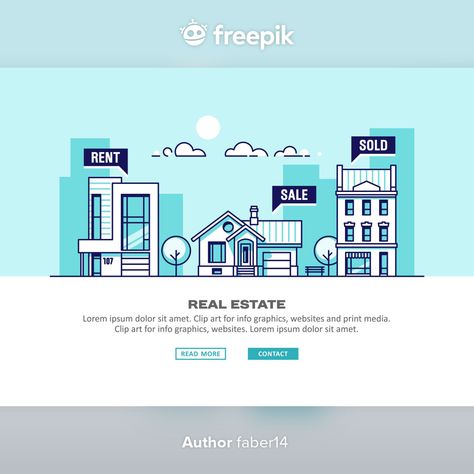 Real estate business concept with houses... | Premium Vector #Freepik #vector #sale #house #building #website Real Estate Vector, Houses Illustration, Sale Announcement, Building Website, Marketing Office, Business Concept, House Illustration, House Building, Vector Shapes