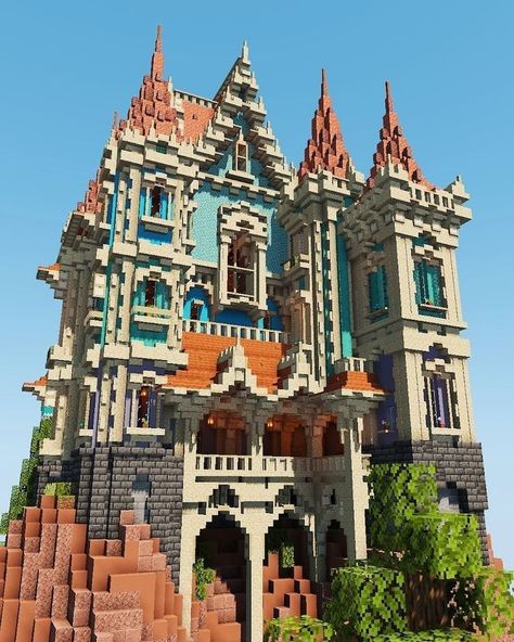 Fancy Castle, Minecraft Victorian, Minecraft Creatures, Castle Minecraft, Minecraft Kingdom, Minecraft Building Guide, Minecraft Steampunk, Minecraft Decoration, Minecraft Houses Survival