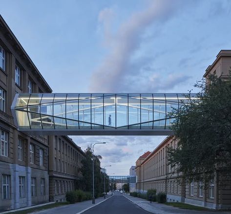 10 examples of glass in architecture we liked this week | News | Archinect Bridges Architecture, Glass Walkway, Bridge Structure, Glass Bridge, Sky Bridge, Concrete Column, Architectural Competition, Bridge Building, Pedestrian Bridge