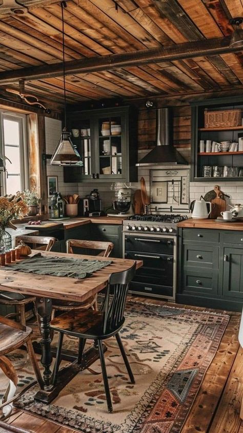 Boho Kitchen Ideas, Cabin Interiors, Cabin Kitchens, Cabin Living, Farmhouse Boho, Boho Kitchen, Dream House Interior, Dream House Decor, Rustic Kitchen