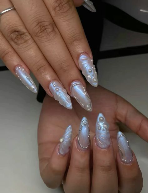 3d Iridescent Nails, 3d Nails Aesthetic, Clear 3d Nail Art, 3d Builder Gel Nail Art, Blue 3d Nail Art, Summer Nails 3d Designs, 3d Nail Designs Short Nails, 3d Nail Ideas, Simple 3d Nails