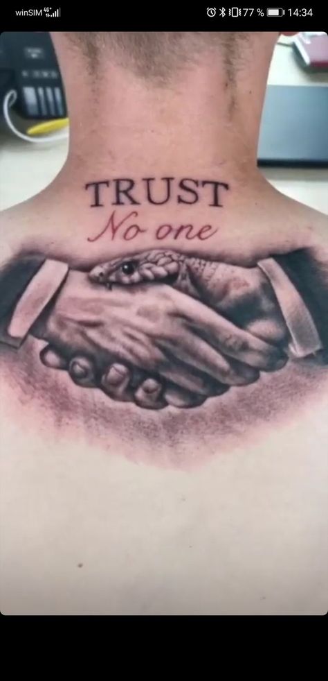 Trust Tattoo For Men, Trust None Neck Tattoo, Trust No One Neck Tattoo, Never Trust Tattoo, Trust None Tattoos Men, Back Of The Neck Tattoos Men, Neck Tattoo Men Ideas Unique, No Trust Tattoo, Trust None Tattoos