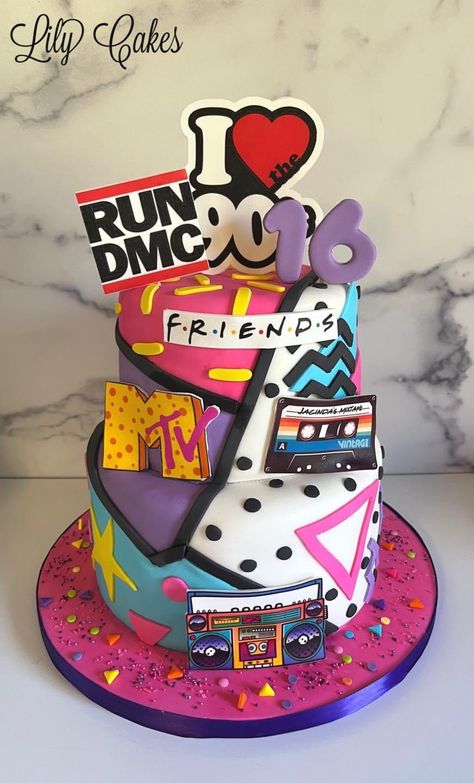 80 Theme Cake, Decades Cake Ideas, 1990s Birthday Cake, 90s Theme Cake Ideas, 90s Theme Birthday Cake, 90s Cake Ideas, 90s Theme Cake, 80s Themed Cake, 90s Birthday Cake