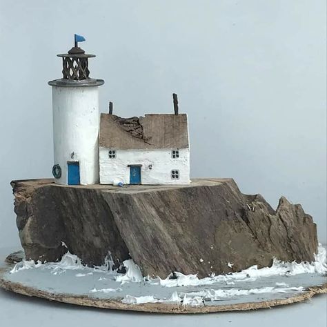 Kirsty Elson, Driftwood Art Diy, Scrap Wood Crafts, Wood Houses, Small Wooden House, Driftwood Projects, Woodworking Shop Projects, Driftwood Sculpture, Shop Projects