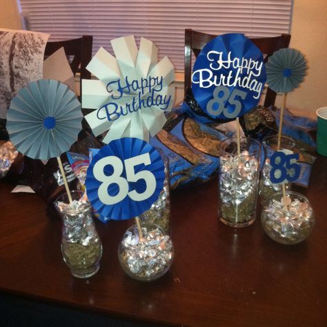 Grandpa'a 85th Birthday party!   #easypeasybynoeeazy Grandpa Birthday Ideas, Grandpa Birthday Party, 85th Birthday Decorations, 85th Birthday Party Ideas, 75 Birthday, Happy 85th Birthday, Paw Birthday, 90th Birthday Decorations, 70 Birthday