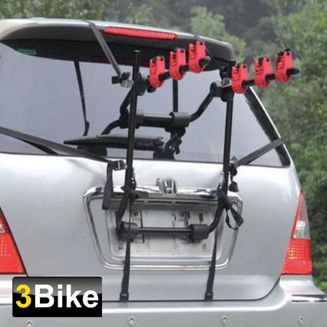 Universal Rear Mounted 3 Bicycle Car Cycle Bike Carrier Rack:Amazon.co.uk:Car & Motorbike Bike Carrier Rack, Bike Hanger, Car Bike Rack, Car Roof Racks, Hatchback Cars, Bike Cycle, Bicycle Rack, Car Racks, Bicycle Frame